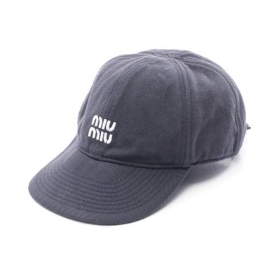 ミュウ ミュウ Miu Miu キャップ 帽子 コットン レディース ネイビー系 【中古】
