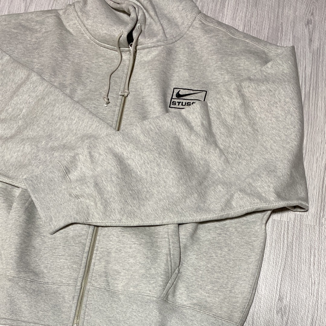 Stussy x Nike Fleece Zip Hoodie "Grey Heather" (US Size) FJ9181-050
