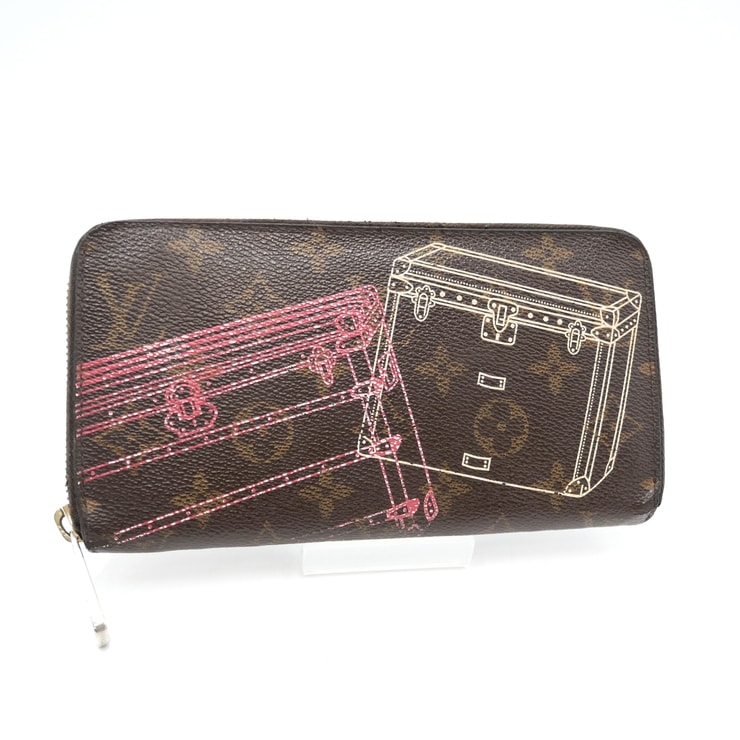 LOUIS VUITTON(ルイヴィトン)ポートフォリオ ジッピーウォレット ヴィンテージ 長財布 ラウンドファスナー モノグラム トランクプリント 2014年クリスマス限定 レディース M61360【中古】