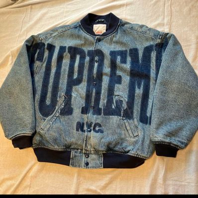 Supreme Washed Knockout Denim Varsity Jacket "Washed Blue"
