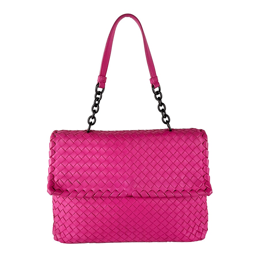 ボッテガヴェネタ BOTTEGAVENETA ショルダーバッグ イントレチャート レザー ピンク レディース【中古】 z10749