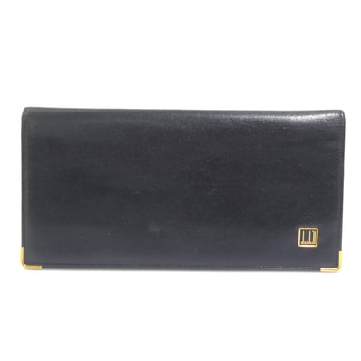 ダンヒル Dunhill 二つ折り長財布 レザー ブラック メンズ【中古】 56682a