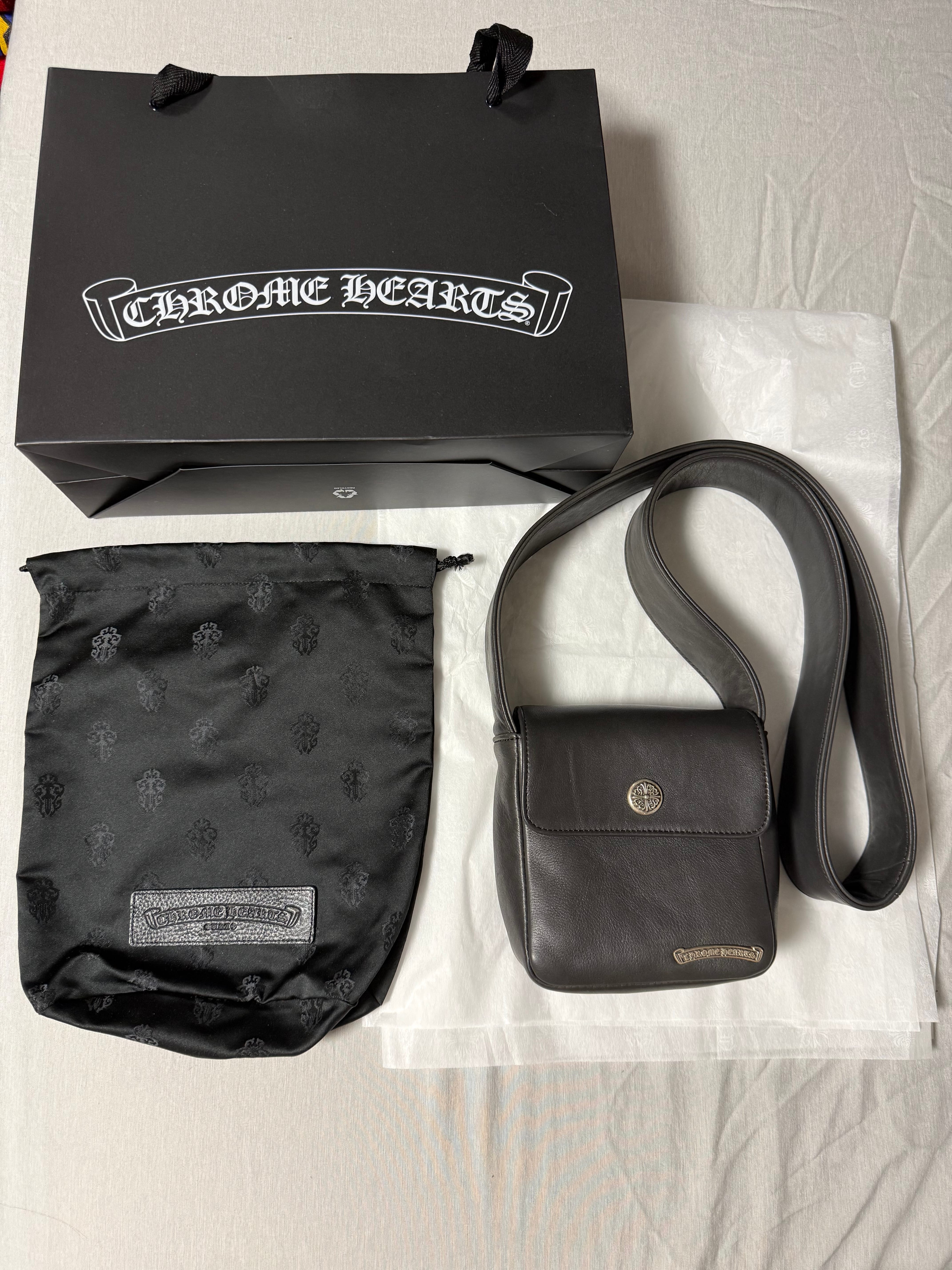 Chrome Hearts Cross Button Leather Shoulder Bag Hot Pot "Black"