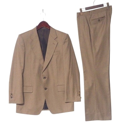 Yves Saint Laurent rive gauche イヴサンローランリヴゴーシュ セットアップ サイズ52R シングルジャケット ブレザー ヘリンボーン 2B スラックス ストレート ブランド古着【中古】20250507/RA4554