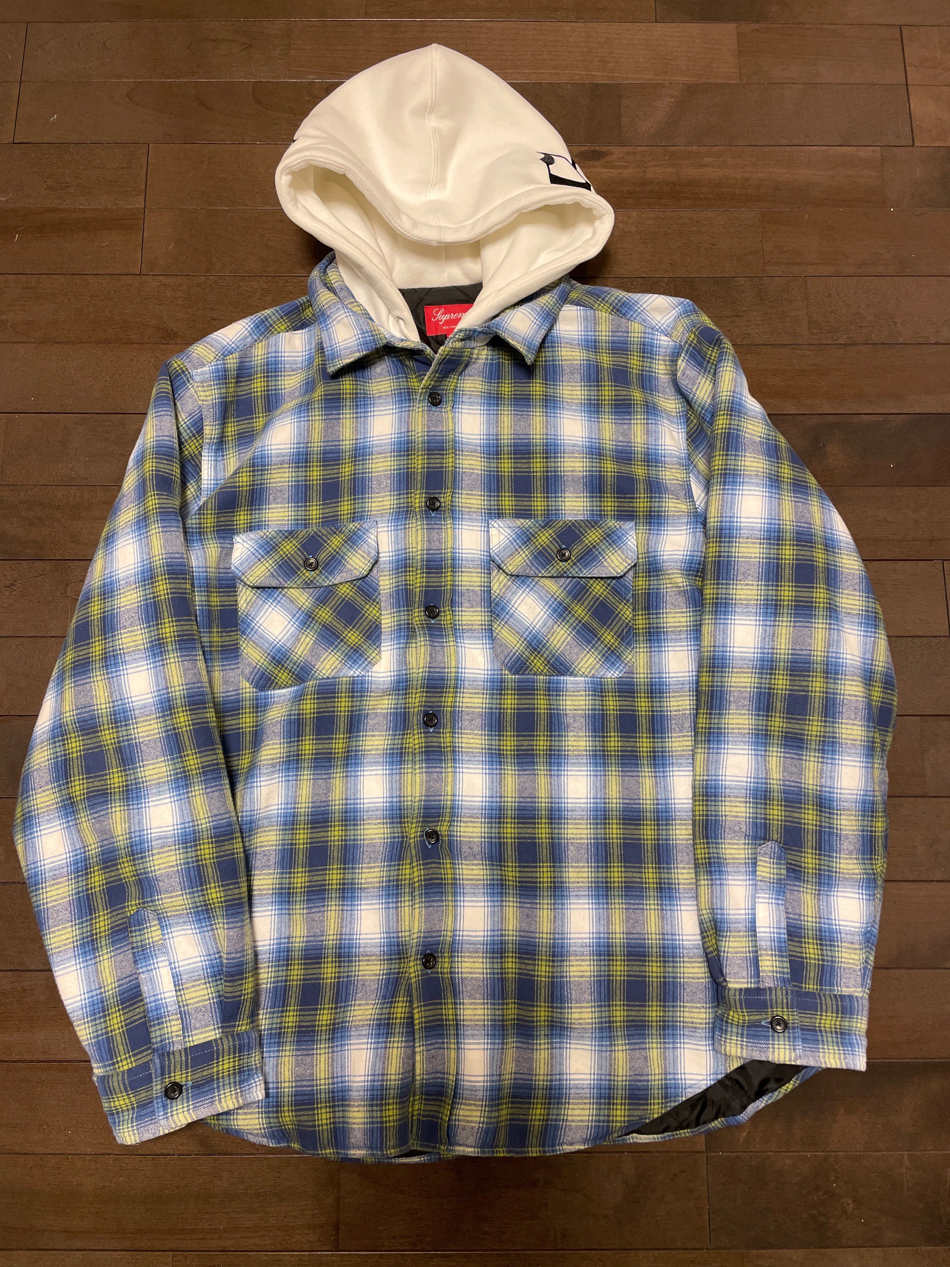Supreme Hooded Flannel Zip Up Shirt "Blue"