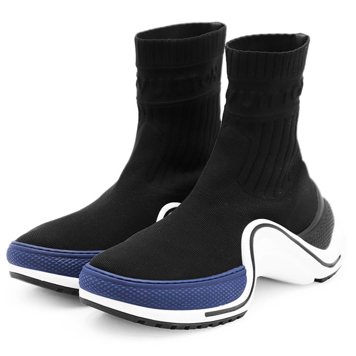 新品同様 ルイ・ヴィトン アークライト ソックス ニットアッパー チャンキーソール スニーカー メンズ ブラック ブルー 39h LOUIS VUITTON