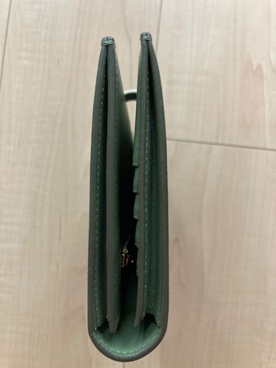 CELINE Large strap wallet in Bicolour Grained Calfskin "Light Khaki/Cream"