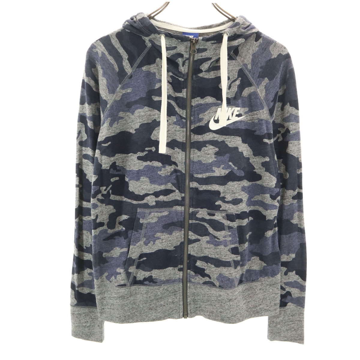 NIKE ナイキ 迷彩柄 長袖 ジップパーカー L グレー系