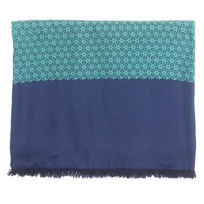 極美品 エルメス マフラー ネイビー グリーン メンズ