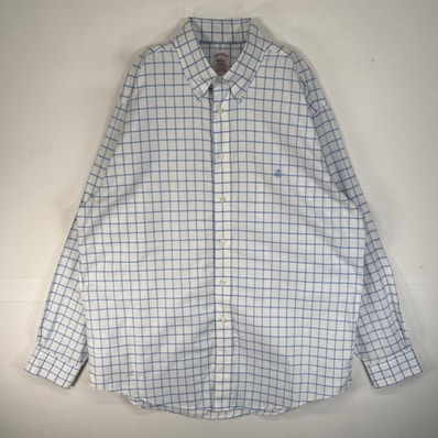 古着 ブルックスブラザーズ Brooks Brothers 長袖シャツ ロゴ 刺繍 MADISON ボタンダウン L ブルー系 チェック メンズ