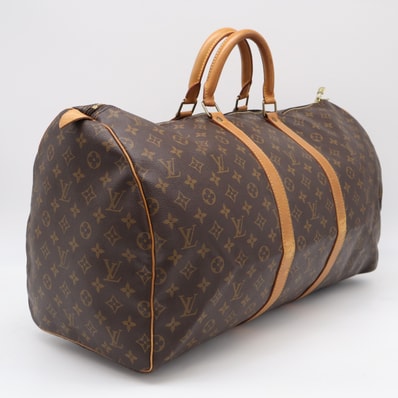 LOUIS VUITTON ルイ・ヴィトン モノグラム キーポル55 M41424 ボストンバッグ ブラウン ベージュ コーティングキャンバス レザー レディース