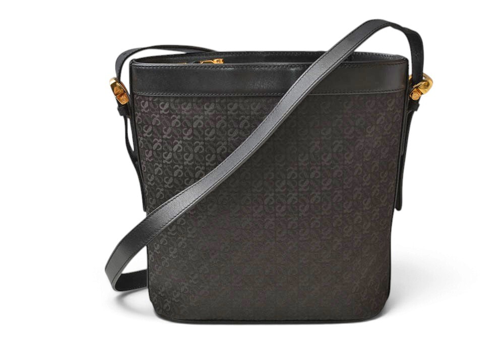 ロエベ ショルダーバッグ ヴィンテージ LOEWE アナグラム バッグ レザー ロゴ/ブラック【中古】
