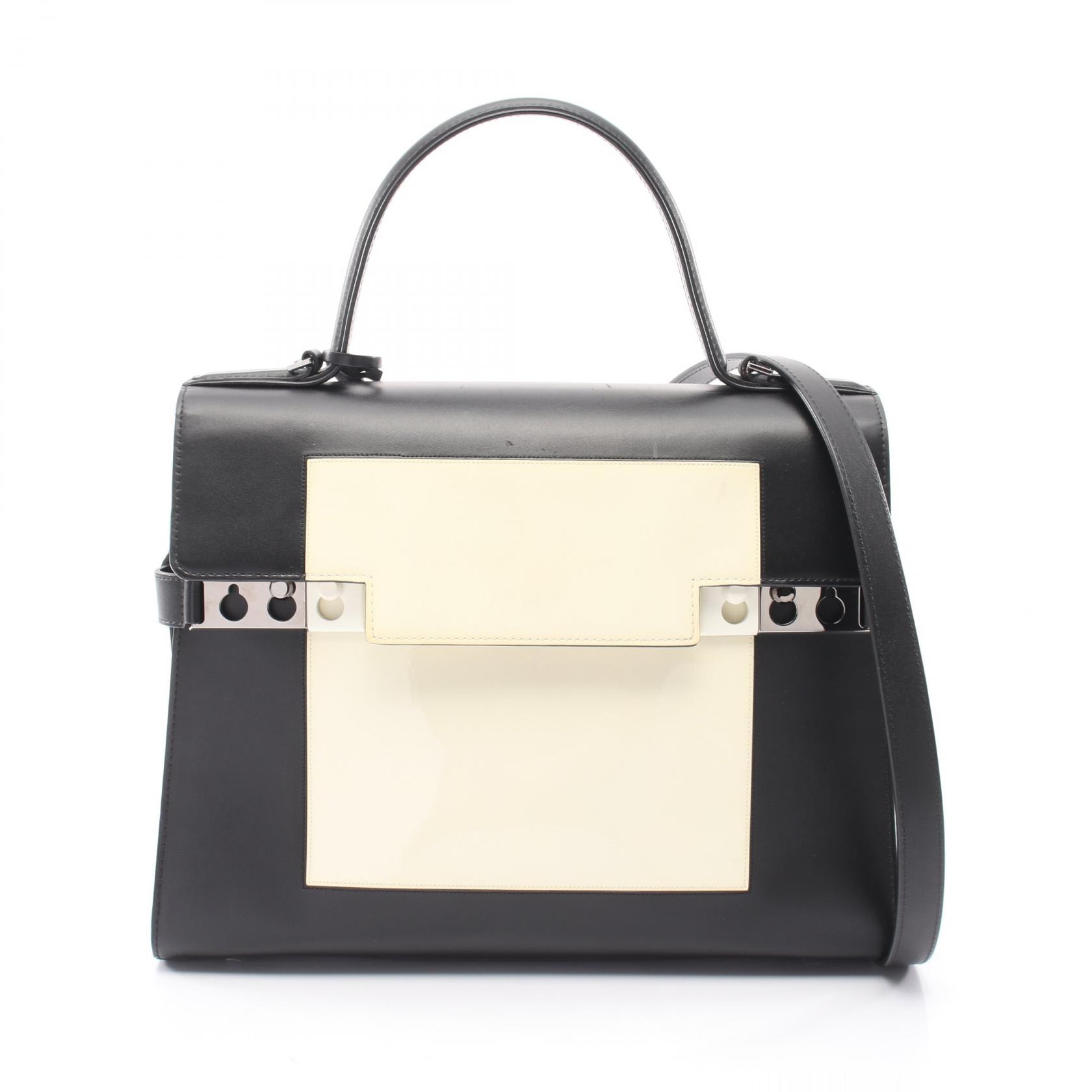 デルヴォー Delvaux タンペートGM 2WAY ハンドバッグ バッグ レザー パテントレザー レディース ブラック系 / ホワイト系 【中古】