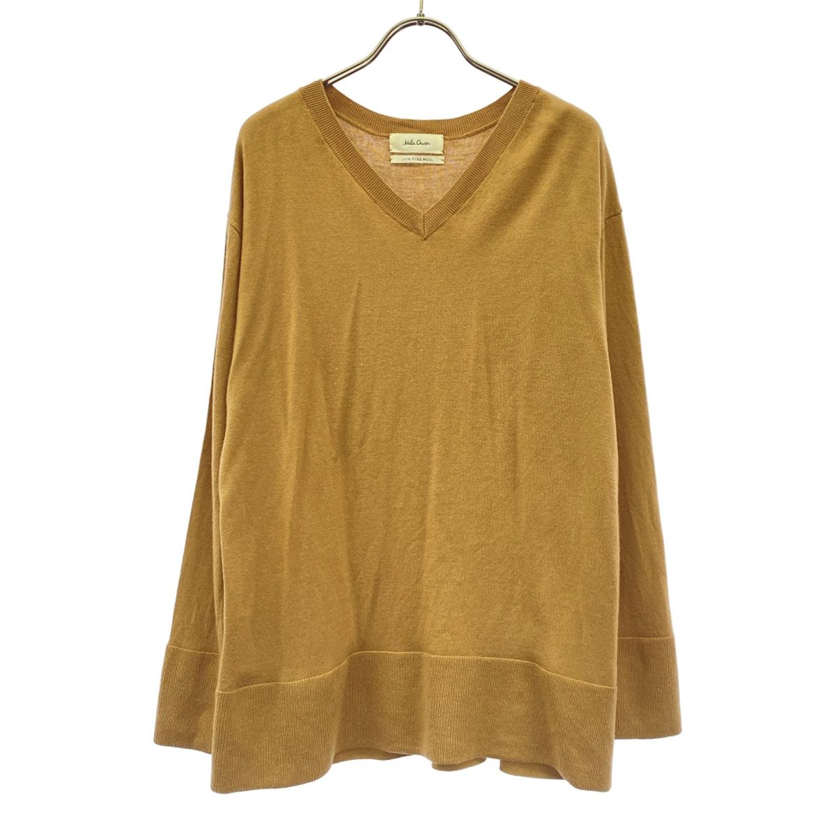 Mila Owen ミラオーウェン ウール100% 長袖 Vネック ヴィエラ ニット ベージュ 09WNT185078