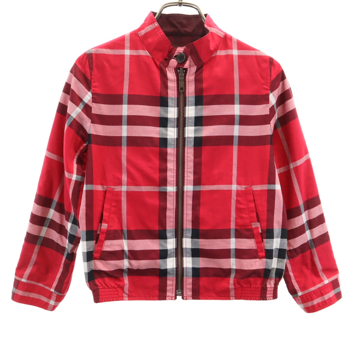 美品 BURBERRY LONDON バーバリーロンドン チェック柄 リバーシブル ジャケット 130 レッド系 三陽商会