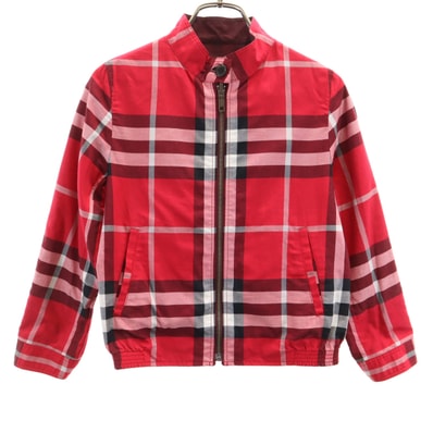 美品 BURBERRY LONDON バーバリーロンドン チェック柄 リバーシブル ジャケット 130 レッド系 三陽商会