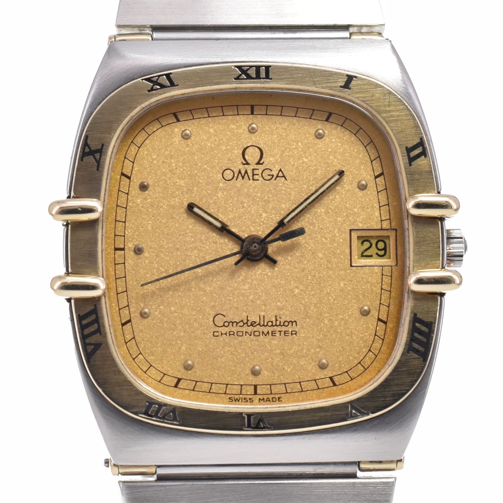 オメガ OMEGA コンステレーション スクエア ハーフバー ゴールド クォーツ メンズ 良品 腕時計 A#149084