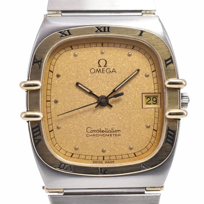 オメガ OMEGA コンステレーション スクエア ハーフバー ゴールド クォーツ メンズ 良品 腕時計 A#149084