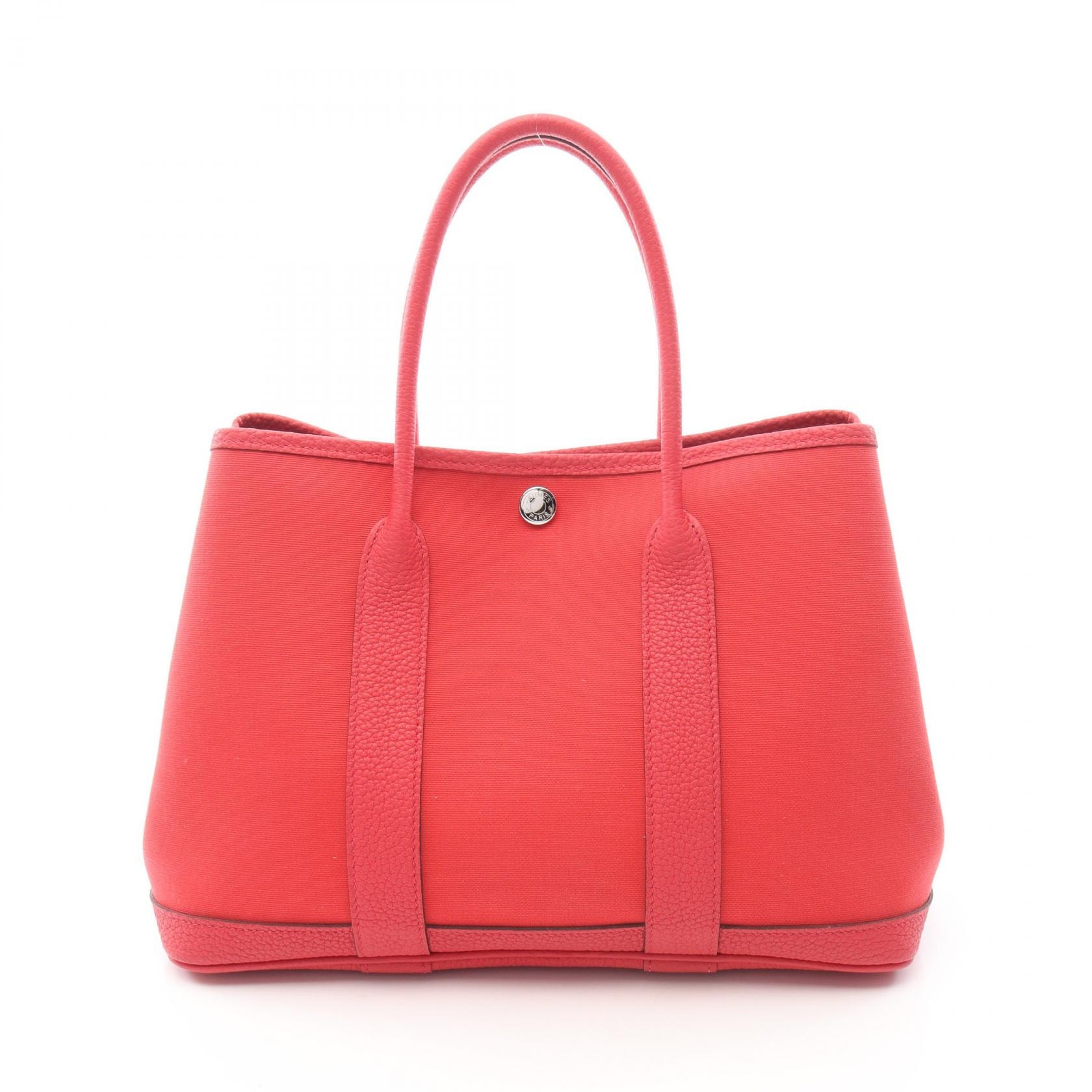 エルメス HERMES ガーデンパーティTPM トートバッグ バッグ レザー キャンバス トワルオフィシエ ネゴンダ ブーゲンビリア C刻印(2018年製造) レディース レッド系 【中古】