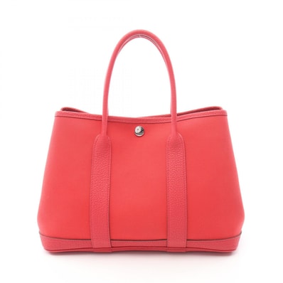 エルメス HERMES ガーデンパーティTPM トートバッグ バッグ レザー キャンバス トワルオフィシエ ネゴンダ ブーゲンビリア C刻印(2018年製造) レディース レッド系 【中古】