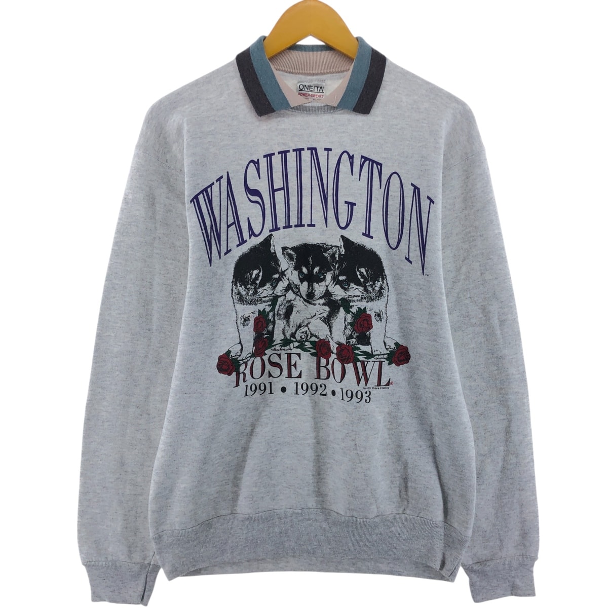 古着 90年代 オニータ ONEITA 襟付き カレッジ キャラクタースウェットシャツ トレーナー USA製 メンズL相当 ヴィンテージ/eaa492789