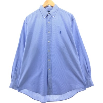 古着 ラルフローレン Ralph Lauren YARMOUTH 千鳥格子柄 長袖 ボタンダウンシャツ メンズL相当/eaa555110