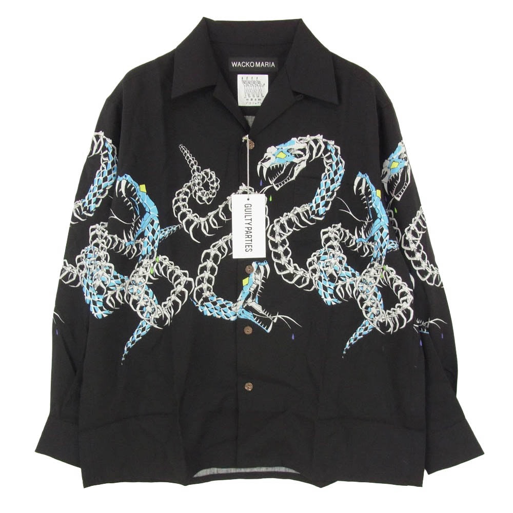 WACKO MARIA ワコマリア 25AW 25FW-WMS-HI04 HAWAIIAN SHIRT L/S ハワイアン 長袖 シャツ ブラック系 S【極上美品】【中古】