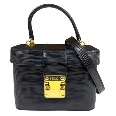 フェンディ エピ バニティ ショルダーバッグ レザー 091493108 ブラック レディース FENDI 中古