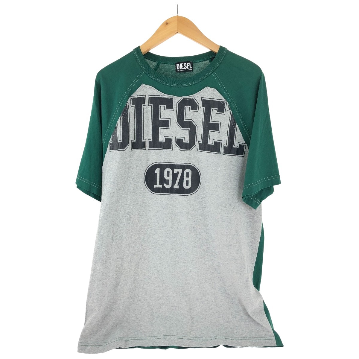 DIESEL ディーゼル Tシャツ SIZE XL 古着 A03882 グリーン×グレー