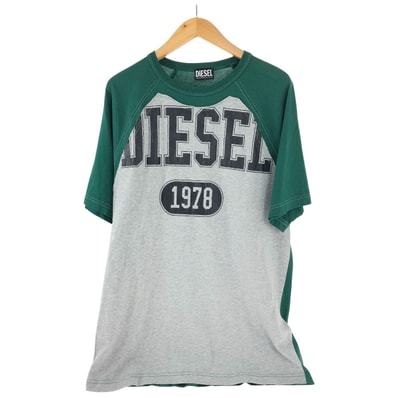 DIESEL ディーゼル Tシャツ SIZE XL 古着 A03882 グリーン×グレー