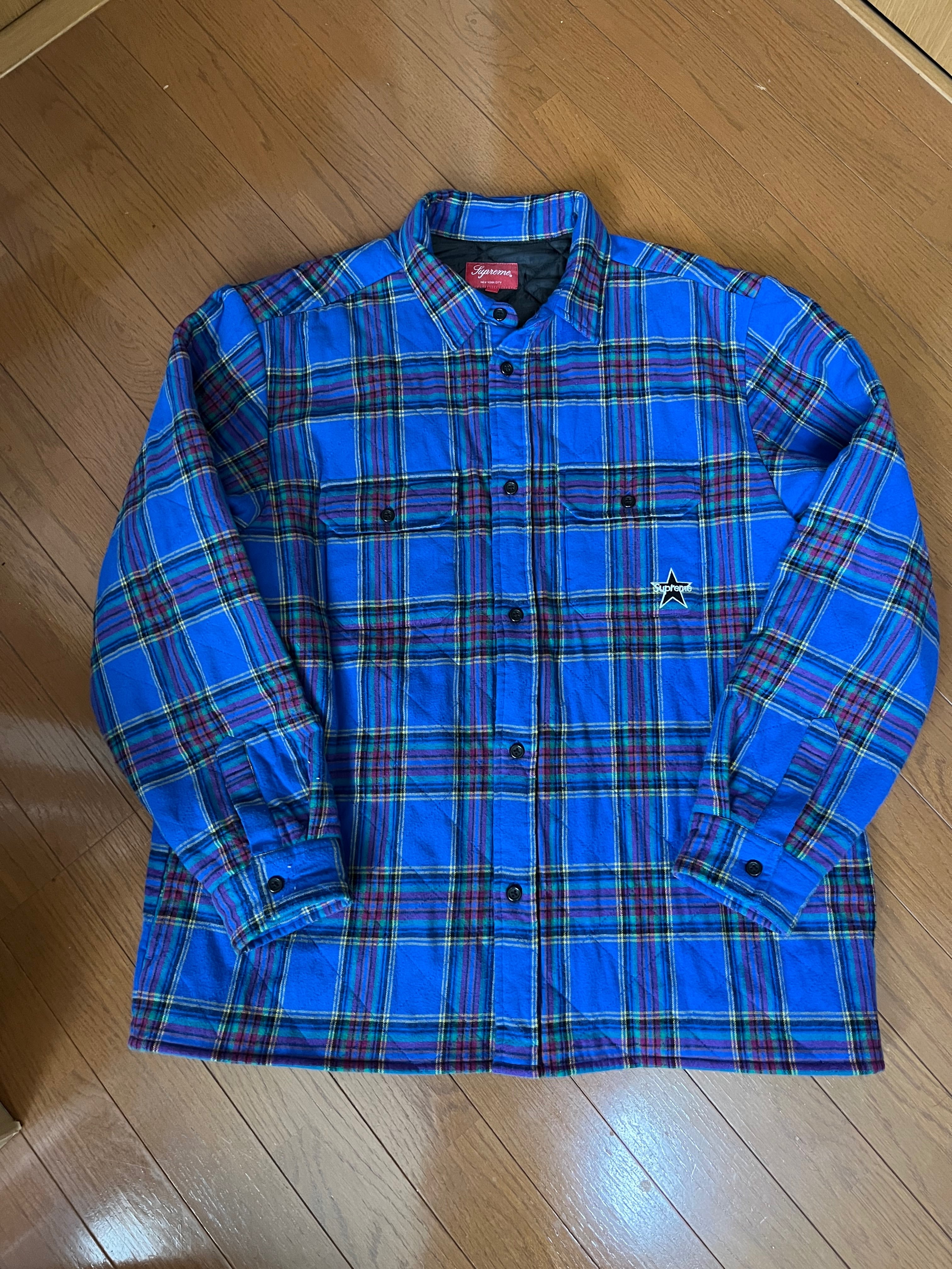 Supreme Quilted Plaid Flannel Shirt "Dusty Royal"