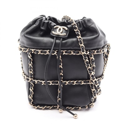 シャネル CHANEL ココマーク 巾着 ショルダーバッグ バッグ ラムスキン(羊革) レディース ブラック系 AS2313 【中古】