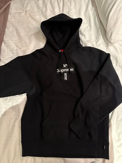 Supreme Cross Box Logo Hooded Sweatshirt "Black"