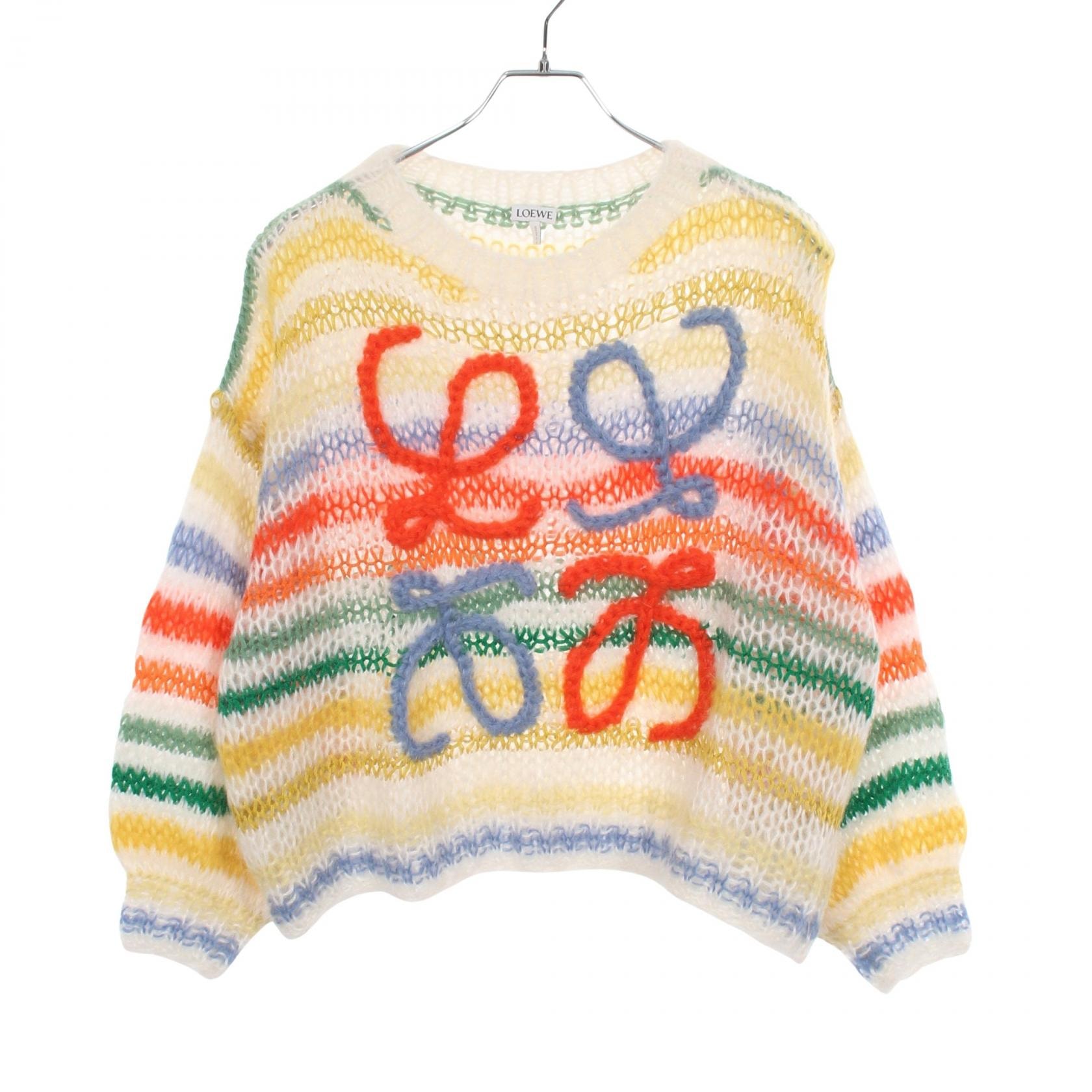 ロエベ LOEWE アナグラム ニット 衣料品 トップス ウール モヘヤ レディース ホワイト系 / マルチカラー 【中古】