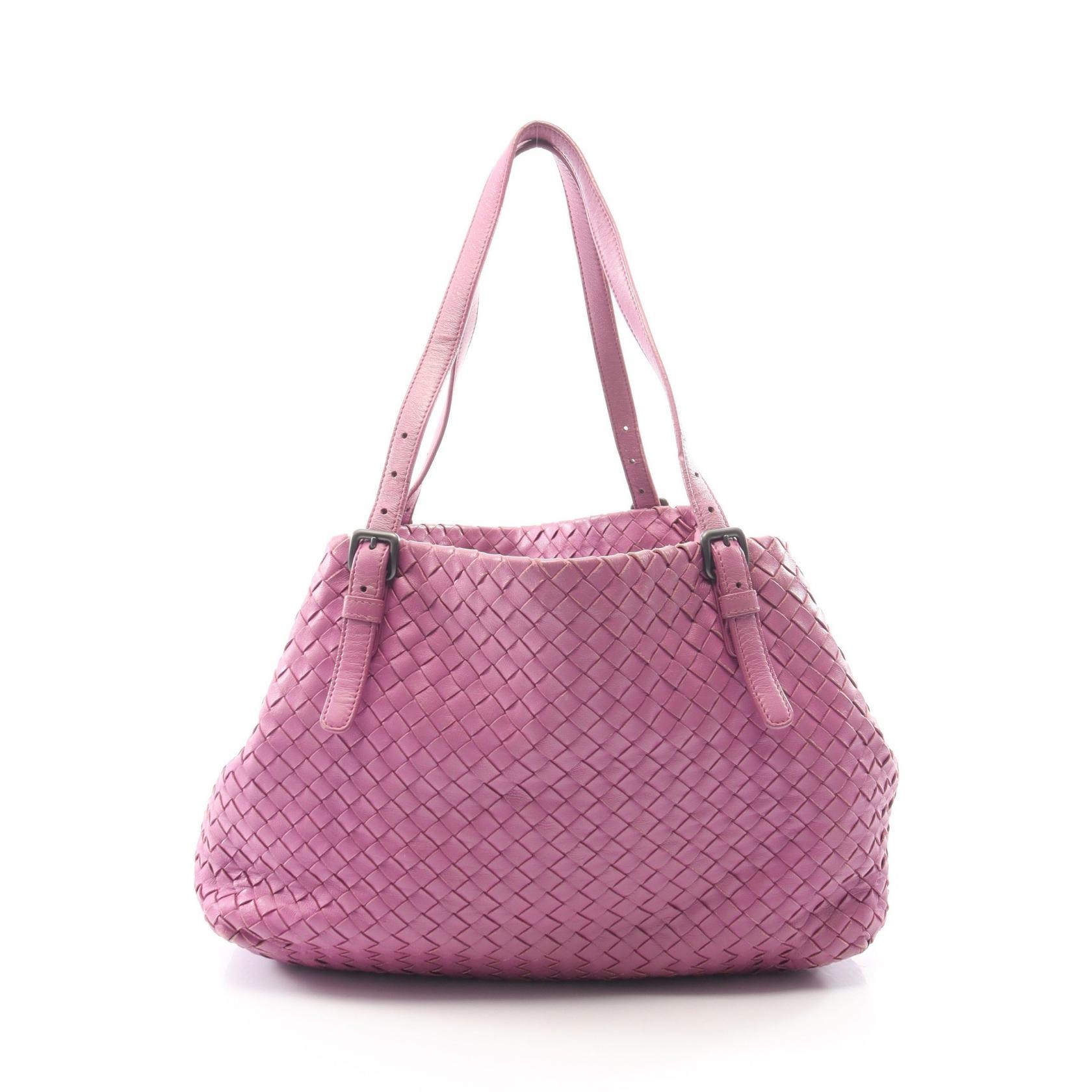 ボッテガヴェネタ BOTTEGA VENETA イントレチャート トートバッグ バッグ レザー レディース パープル系 【中古】