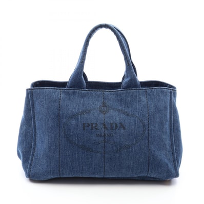 プラダ PRADA DENIM CANAPA カナパ トートバッグ バッグ デニム レディース ネイビー系 B1872B 【中古】