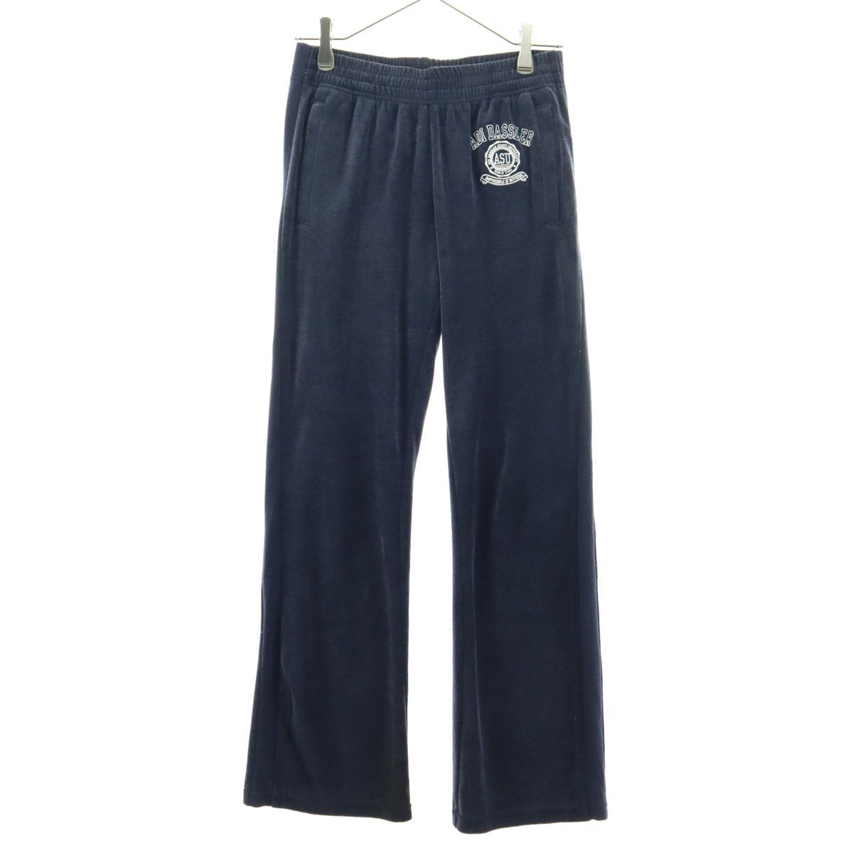 adidas アディダス ロゴ刺繍 パイル地 イージーパンツ M ネイビー