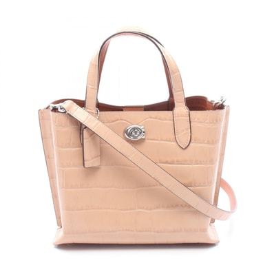 コーチ COACH WILLOW ウィロウ トート24 トートバッグ バッグ レザー レディース ピンク系 【中古】