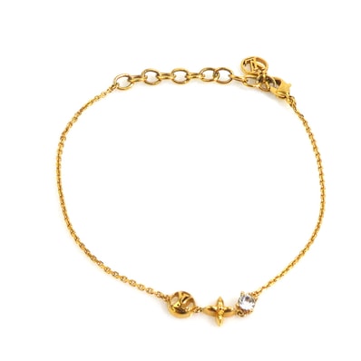 ルイ ヴィトン LOUIS VUITTON ブレスレット ブラスレ プティ ルイ メタル/ラインストーン ゴールド レディース M00374【中古】 e62078j