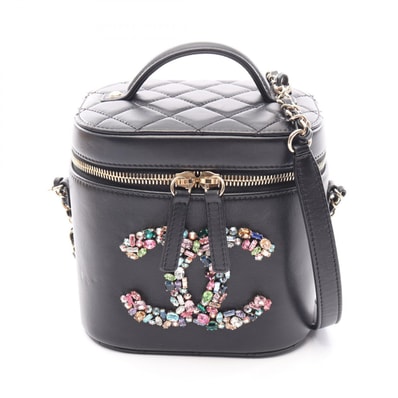 シャネル CHANEL クリスタルマニア マトラッセ ココマーク バニティ 2WAY ショルダーバッグ バッグ ラムスキン(羊革) レディース ブラック系 【中古】