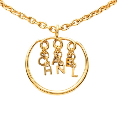 シャネル ロゴ ネックレス ゴールド メッキ レディース CHANEL 【中古】