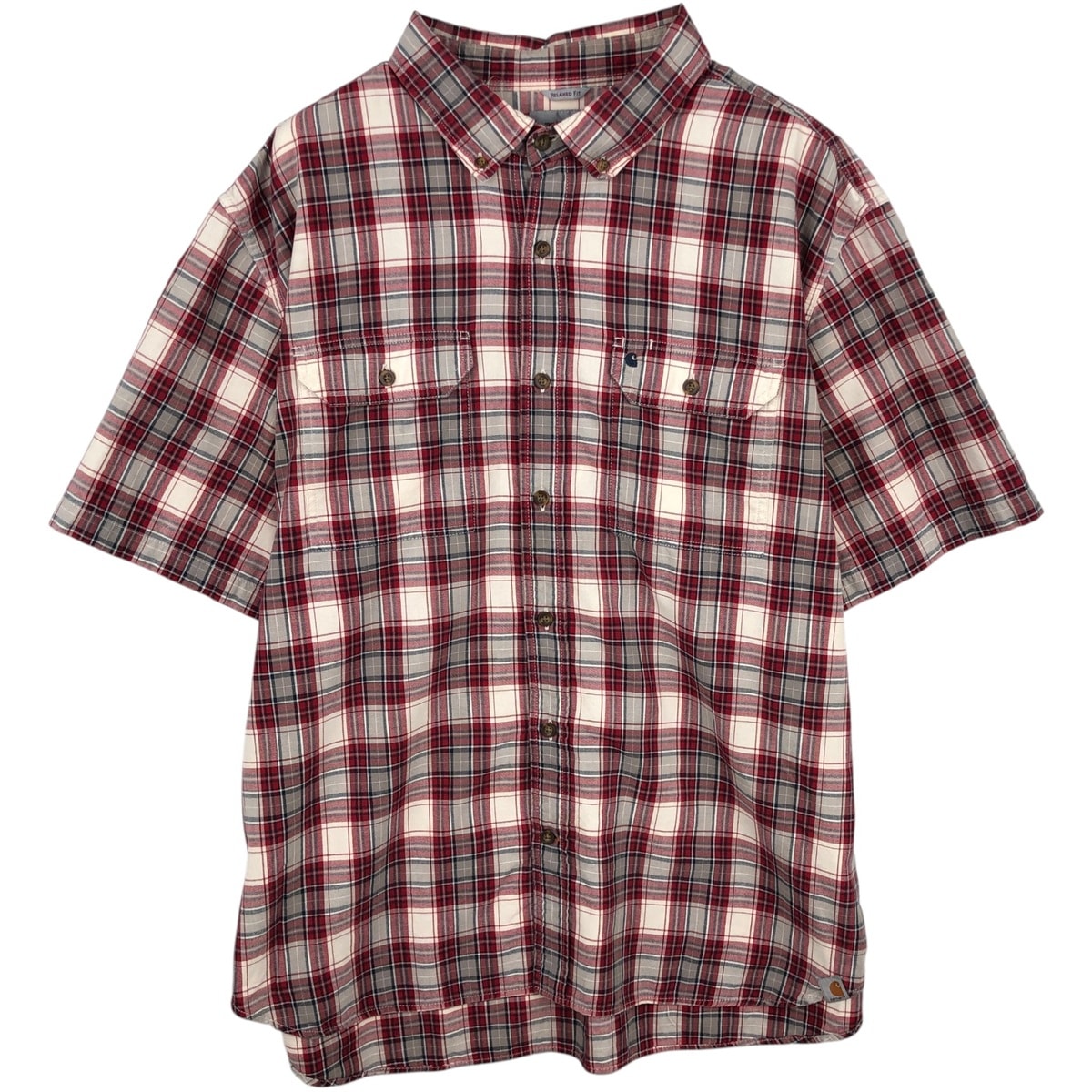 古着 カーハート Carhartt RELAXED FIT 半袖 ボタンダウン チェックシャツ メンズXXL相当/eaa634556