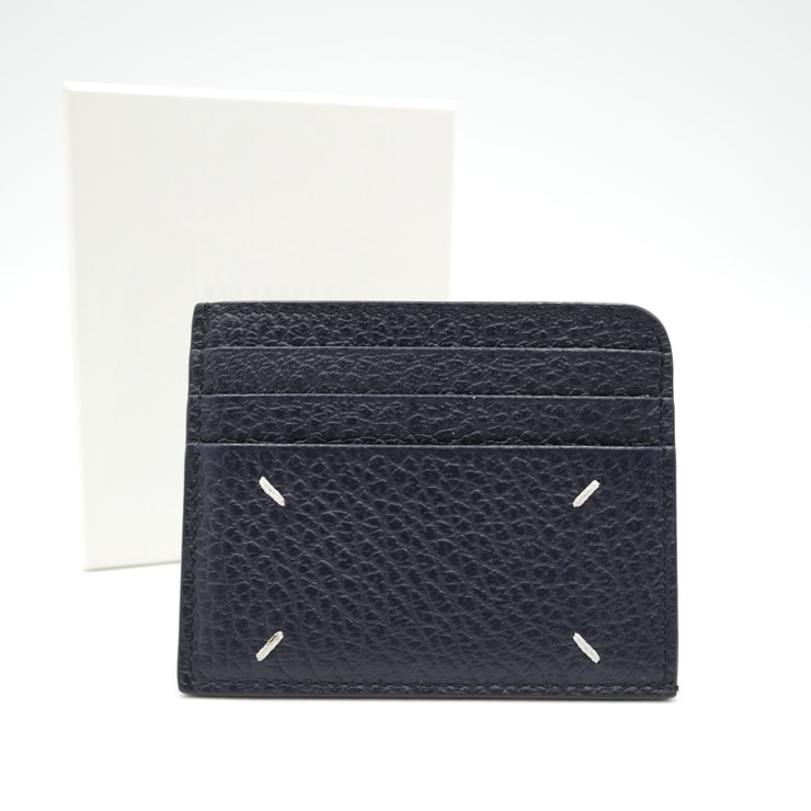 Maison Margiela(メゾンマルジェラ)4ステッチ レザーカードホルダー カードケース ネイビー グレインレザー メンズ レディース S56UI0143【中古】