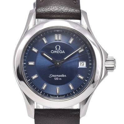 オメガ OMEGA 2581.81 シーマスター 120M デイト ブルー クォーツ レディース 良品 腕時計 E#149745