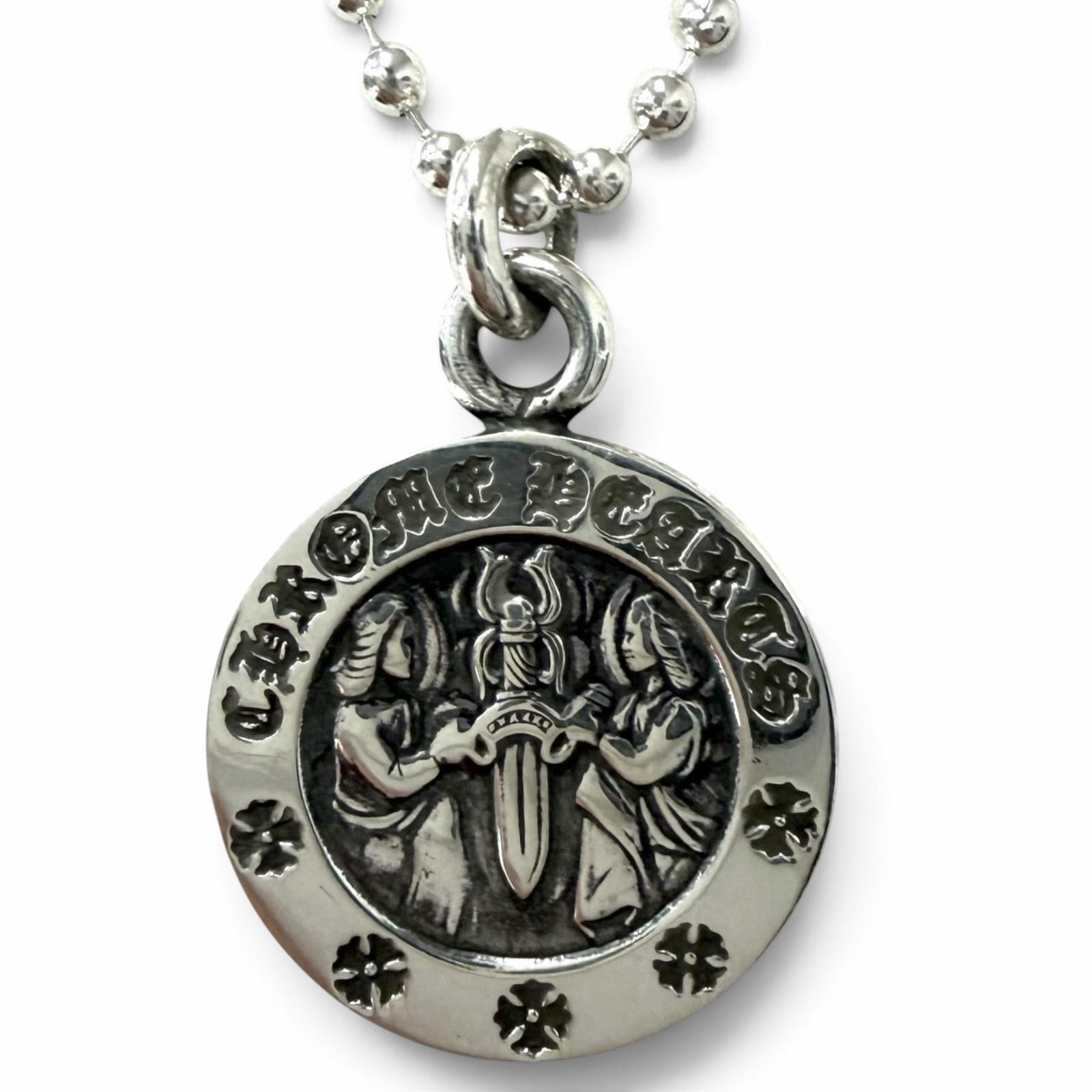 極美品 クロムハーツ ネックレス CHRM ANGL MDL V2 シルバー