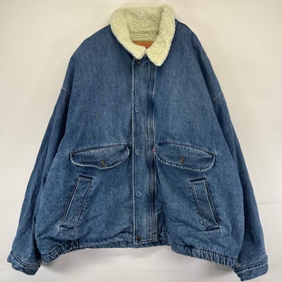 古着 リーバイス Levi's デニム ジャケット フルジップ 裏ボア Gジャン フライトJKT ブルゾン 2XL ブルー系 メンズ