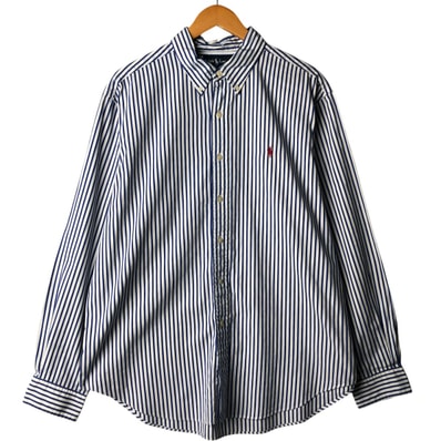 古着 ラルフローレン Ralph Lauren CLASSIC FIT 長袖 ボタンダウンストライプシャツ メンズXL相当/eaa568442