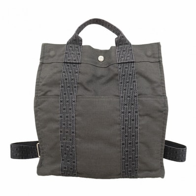 【6fc4182】エルメス リュック・デイパック エールラインアドMM キャンバス グレー シルバー金具【中古】メンズ レディース ユニセックス
