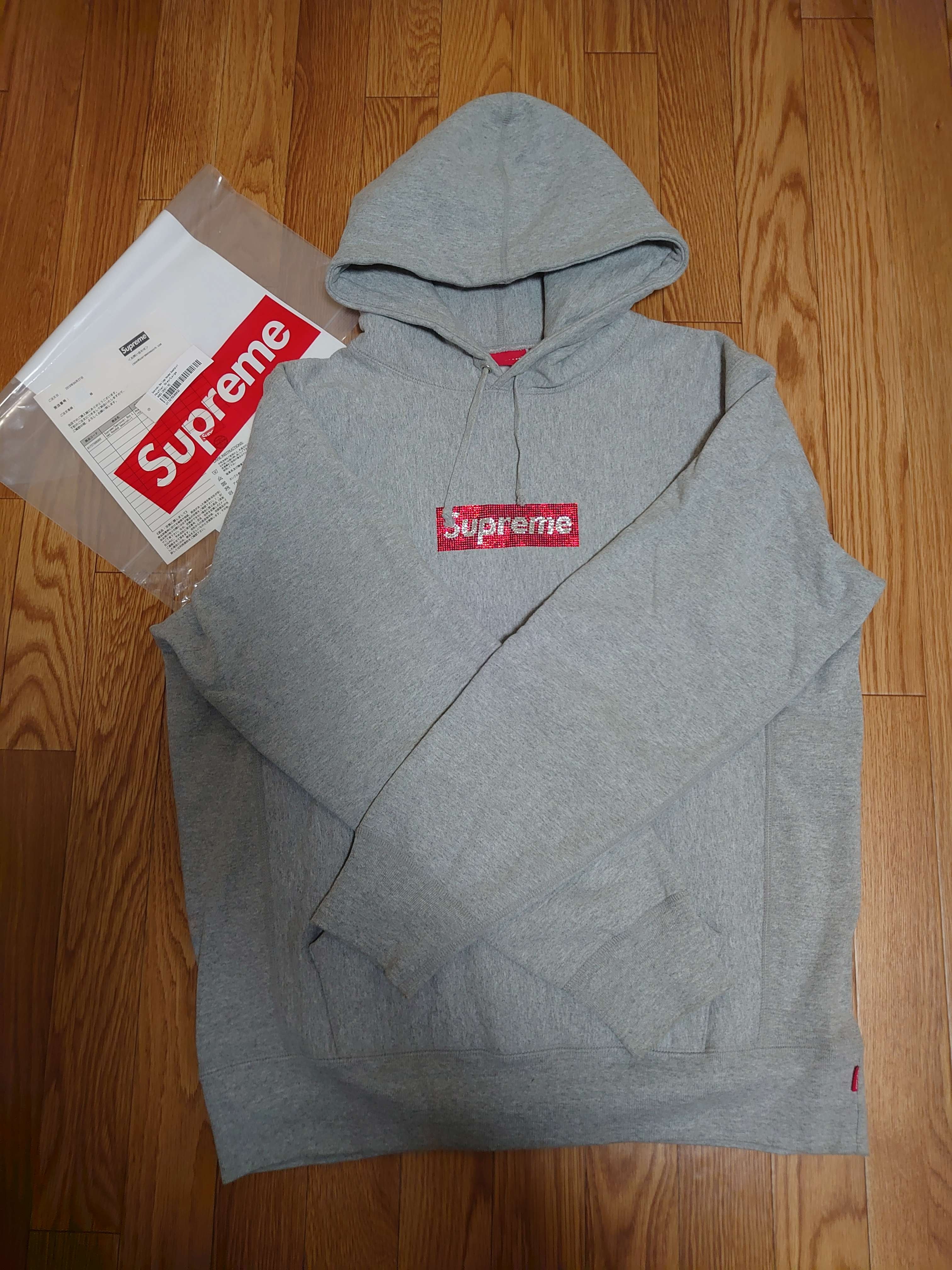 Supreme / Swarovski® Box Logo Hooded Sweeatshirt "Grey"