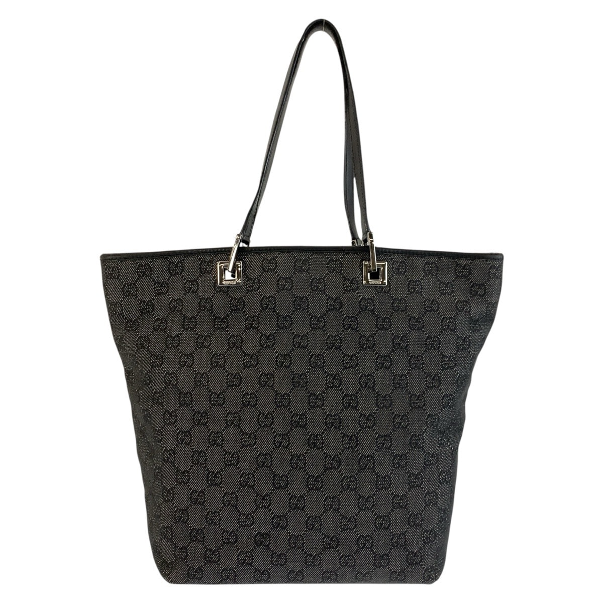 GUCCI グッチ ブラック 黒 シルバー金具 GGキャンバス レザー/ トートバッグ ショルダーバッグ 603782 【中古】